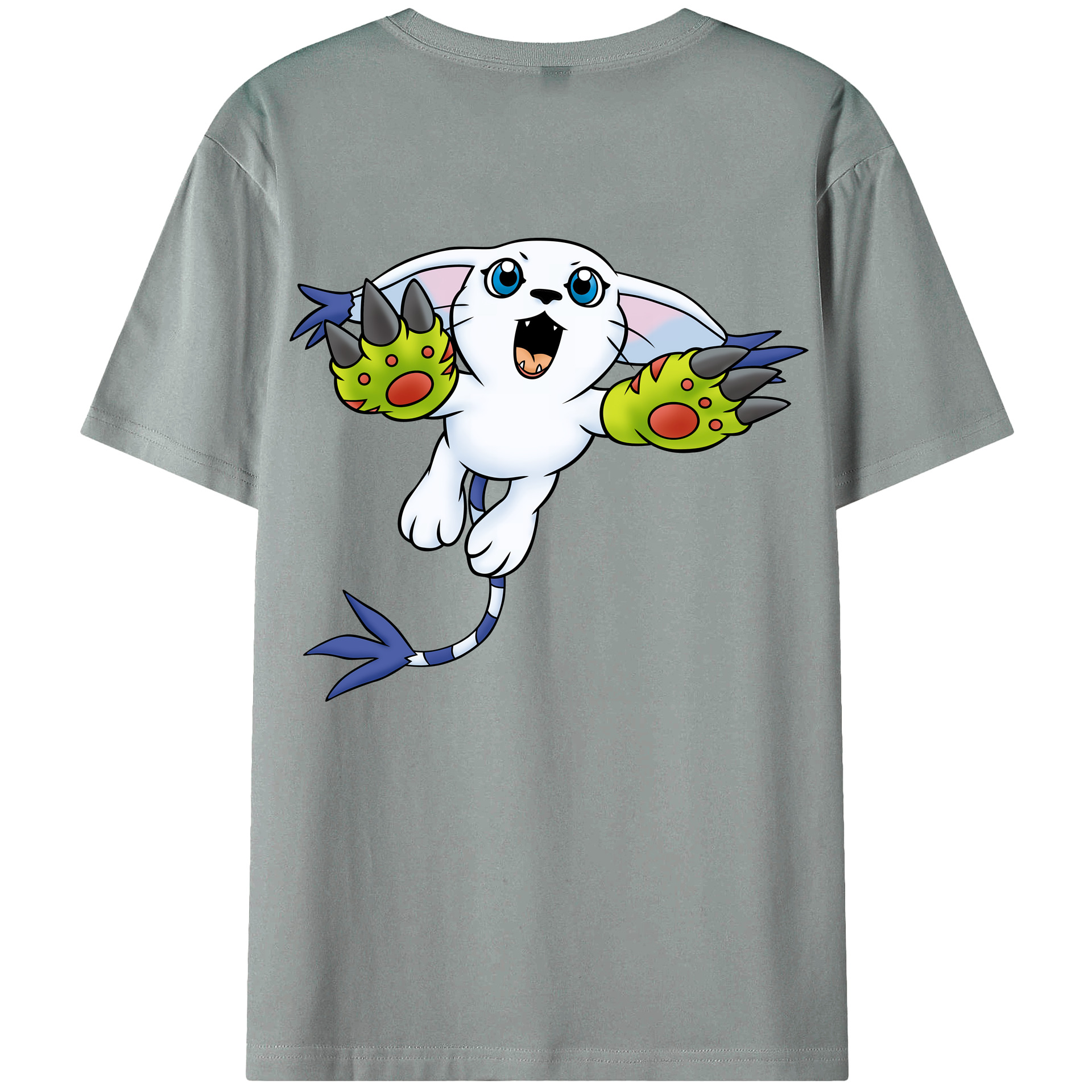 （画像用） Digimon デジタルモンスター/デジモン 綿100％ メンズ半袖Tシャツ（バックプリント） 通気性